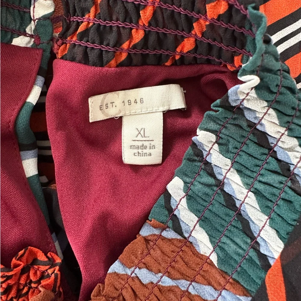 C Est 1946 Sleeveless‎ Patchwork Midi Dress XL  Boho Abstract Print